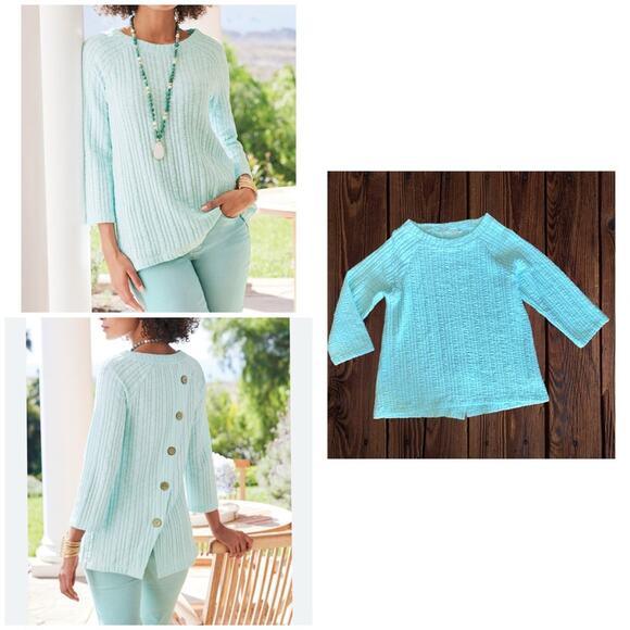 Softsurroundings Womens Seaside Inspired | Goldie Tunic Top Fair Aqua - Picture 1 of 9